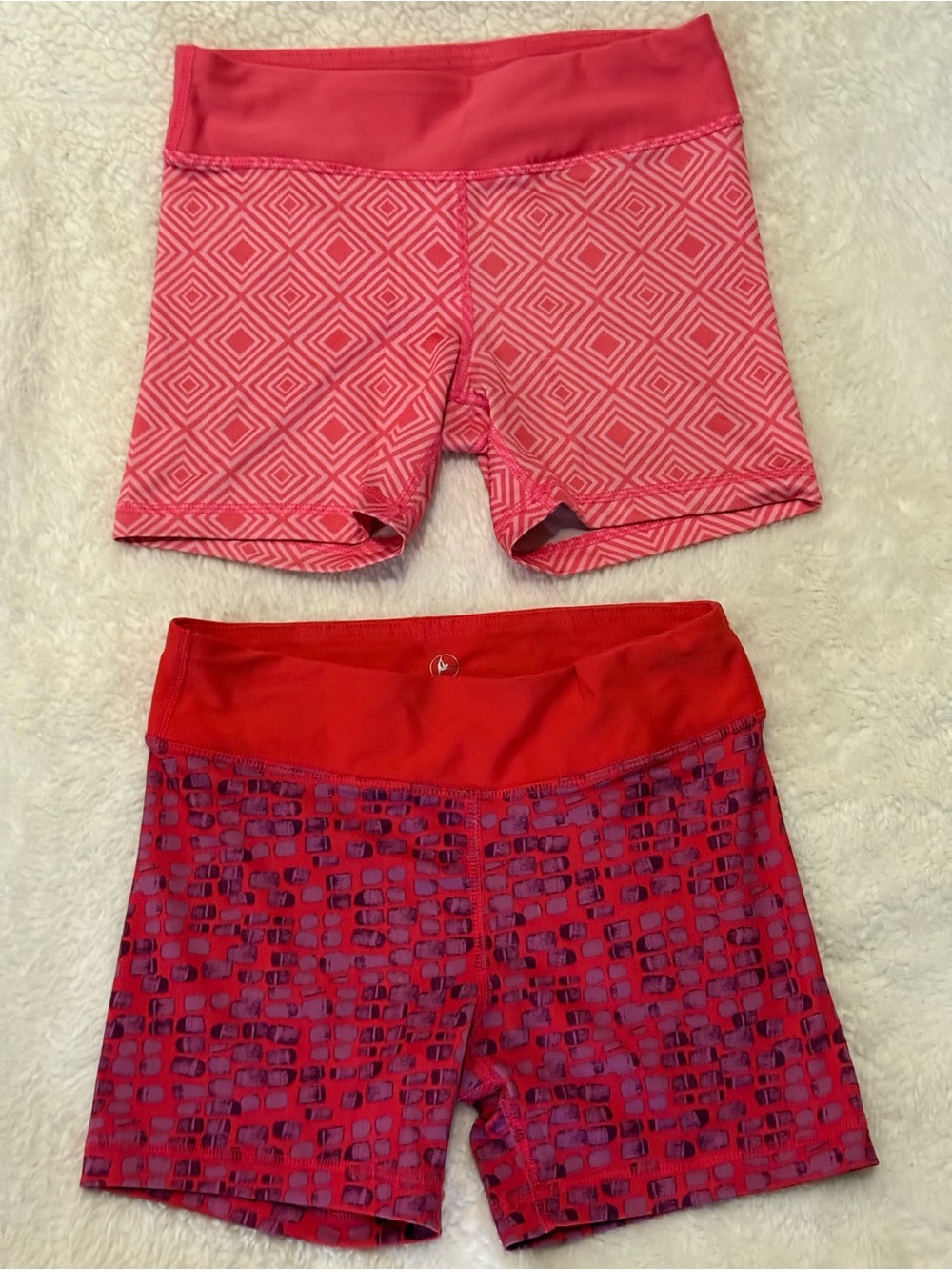 90 Degree By Reflex Pink and Red Patterned Girls' High-Rise Bike Shorts Set